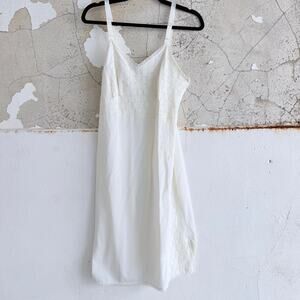 Vtg Slip Dress Ivory Lace Nightgown Bridal Coquette Lingerie White Chemise Small